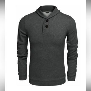 COOFANDY Mens Fashion Shawl Collar Pullover Casual Long Sleeve Knitted Sweater